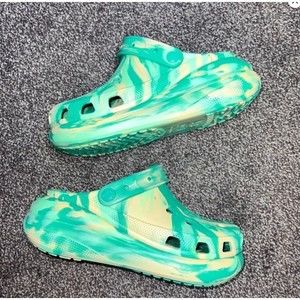 CROCS Crush Marbled Clog Womens Size 8 Teal Slip On Comfort Lightweight